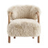 Avelon Fauteuil Echte Schapenvacht Beige Essenhout van PTMD, beige fauteuil op poten van essenhout