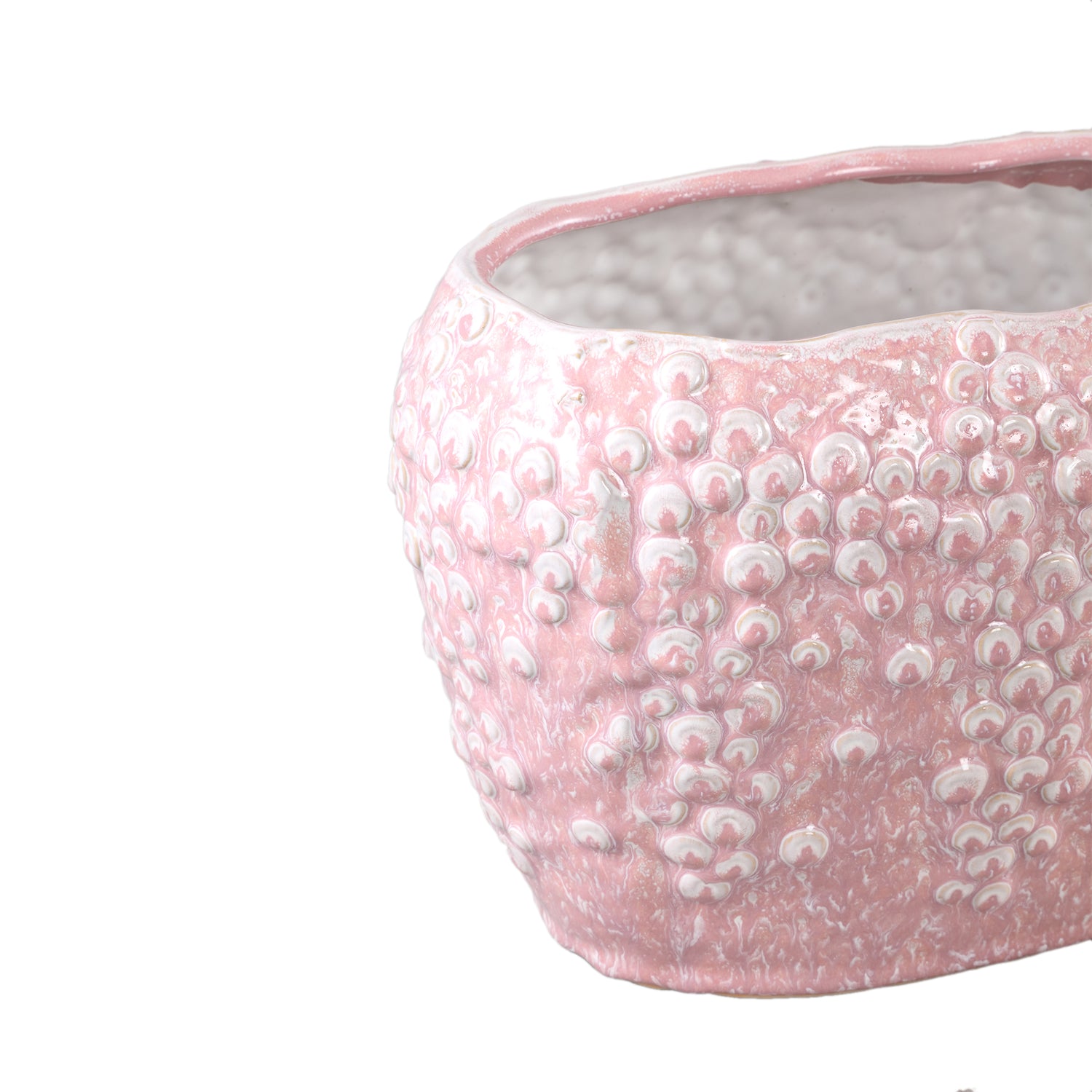 Avis PInk Ceramic Pot Oval Shaped Scales High 28x18x20.5cm PTMD - Pot - PTMD - livinglovely.nl