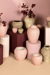 Avis PInk Ceramic Pot Round Shaped Scales High L Dia26cmxH35cm PTMD - Pot - PTMD - livinglovely.nl