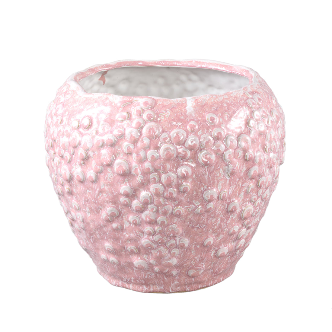 Avis PInk Ceramic Pot Round Shaped Scales Low XL Dia26,5xH22,5cm PTMD - Pot - PTMD - livinglovely.nl