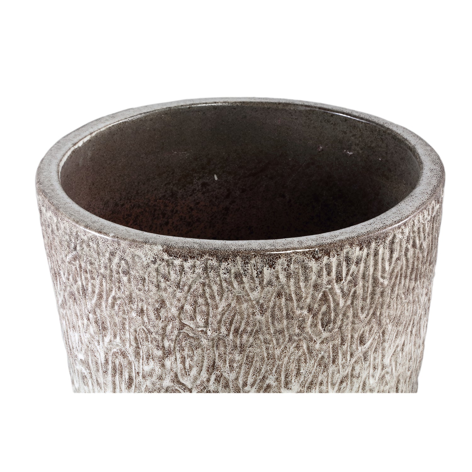 Ayli Brown Glazed Ceramic Pot High Round SV3 PTMD - Pot - PTMD - livinglovely.nl