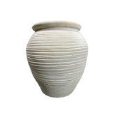 Bain Beige Terracotta Round Pot Lines Big PTMD - Pot - PTMD - livinglovely.nl
