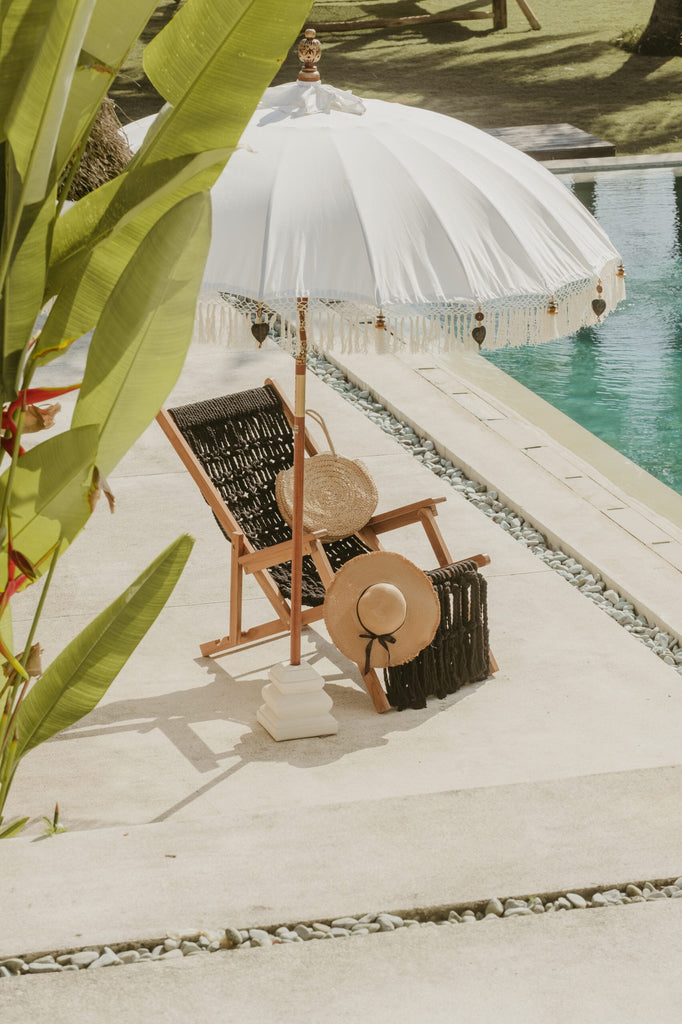 Bali parasol - Creme franjes - 250cm - - Living Lovely - livinglovely.nl