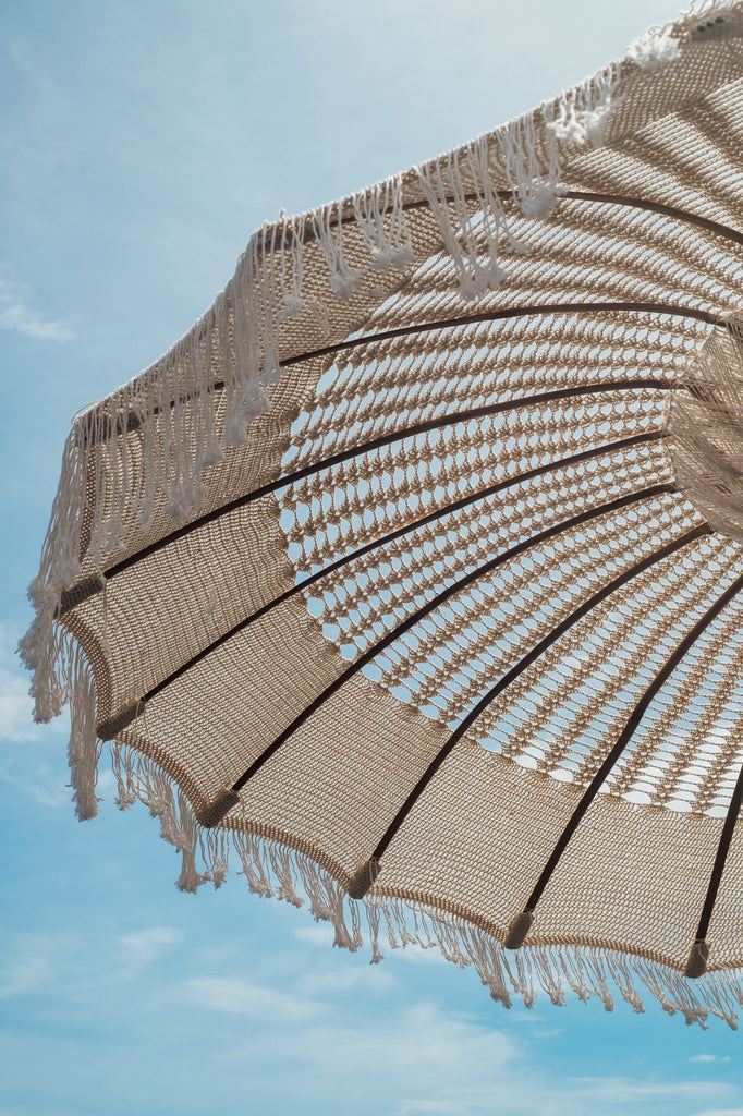 Bali Parasol - Macrame - Créme - 180cm - Parasol - Todo Bien - livinglovely.nl