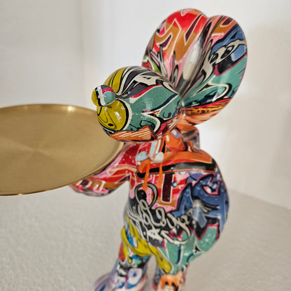 Ballon hondje met gouden dienblad - Beeld - Evergreen Home Decoration - livinglovely.nl