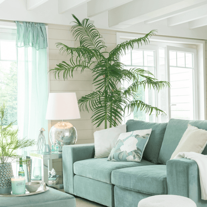 Bamboo Palm In Pot Plastic Green/Black Large 120x120x175cm - Kunstplant - J-Line - livinglovely.nl