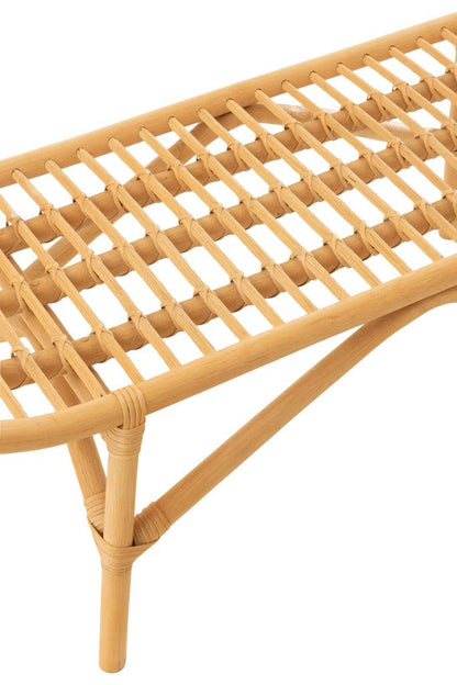 Bank Ana Rotan Naturel 120cm - Bankje - J-Line - livinglovely.nl