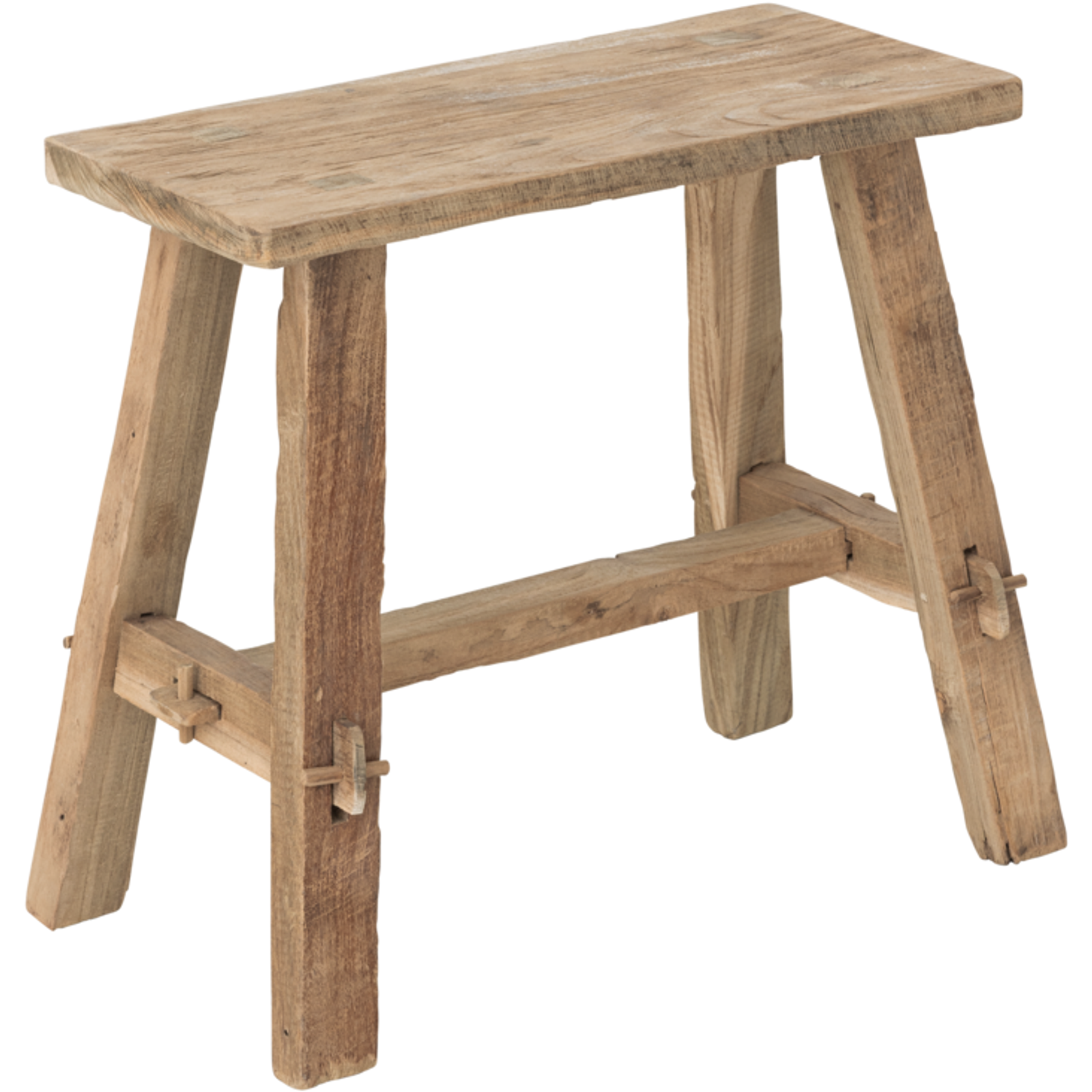Bankje Antiques Rinjani van MUST Living in naturel, gerecycled teakhout, volledig in beeld op een neutrale achtergrond
