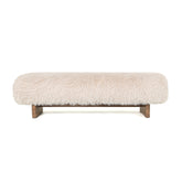 Bankje van PTMD in beige Hair stof met naturel houten poten