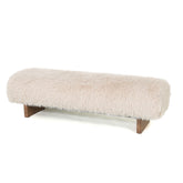 Beige Hair bankje van PTMD, 141 cm breed met slanke houten poten