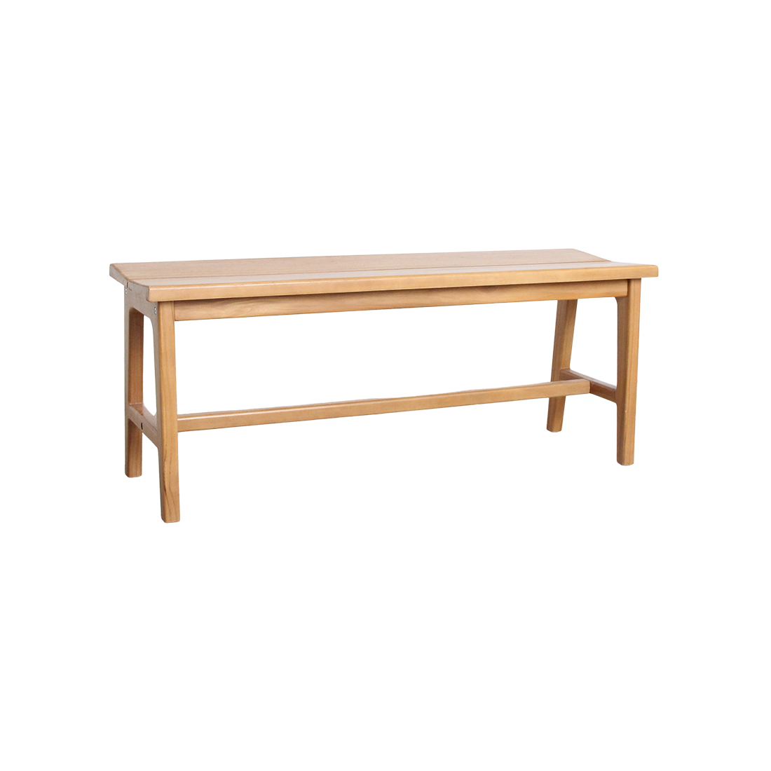 Bankje Teakhout Beige 120cm van Raw Materials, strak houten bankje van 120 cm in warme beige tint