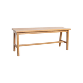 Bankje Teakhout Beige 120cm van Raw Materials, strak houten bankje van 120 cm in warme beige tint