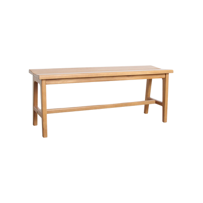 Bankje Teakhout Beige 120cm van Raw Materials, strak houten bankje van 120 cm in warme beige tint