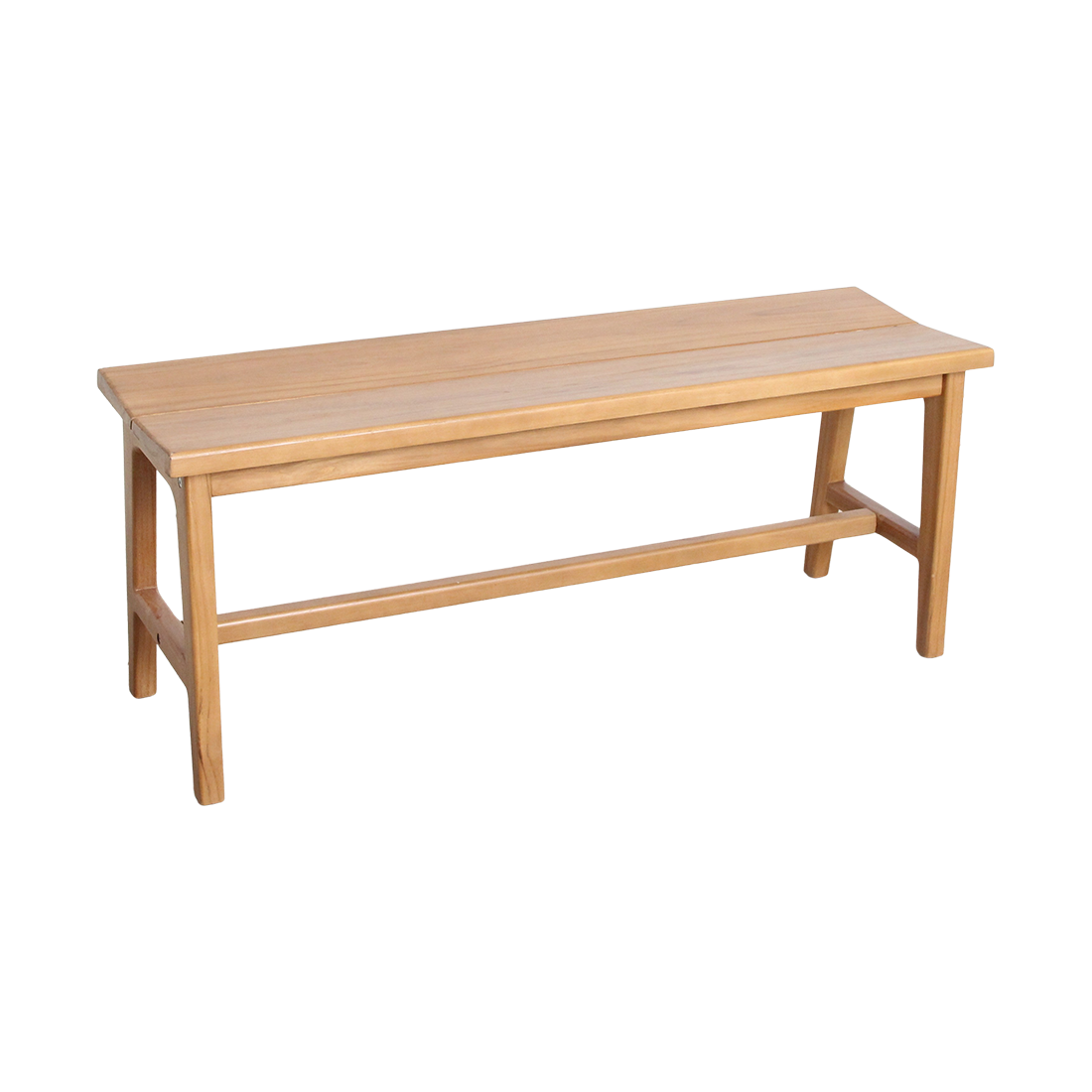 Bankje Teakhout Beige 120cm van Raw Materials, vooraanzicht van de langwerpige zitting