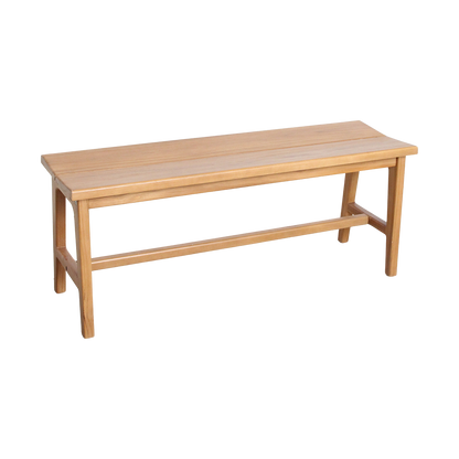 Bankje Teakhout Beige 120cm van Raw Materials, vooraanzicht van de langwerpige zitting