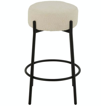 Barkruk Boucle Multiplex/Polyester Wit/Zwart - Barkruk - J-Line - livinglovely.nl