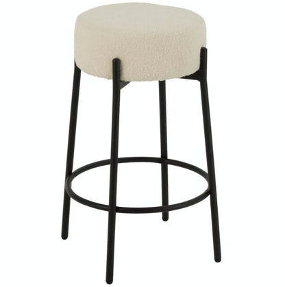 Barkruk Boucle Multiplex/Polyester Wit/Zwart - Barkruk - J-Line - livinglovely.nl