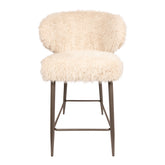 Ares barkruk van PTMD met beige Hair bekleding en slank metalen onderstel