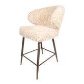 Beige Ares barkruk van PTMD met ronde zitting en comfortabele rugleuning