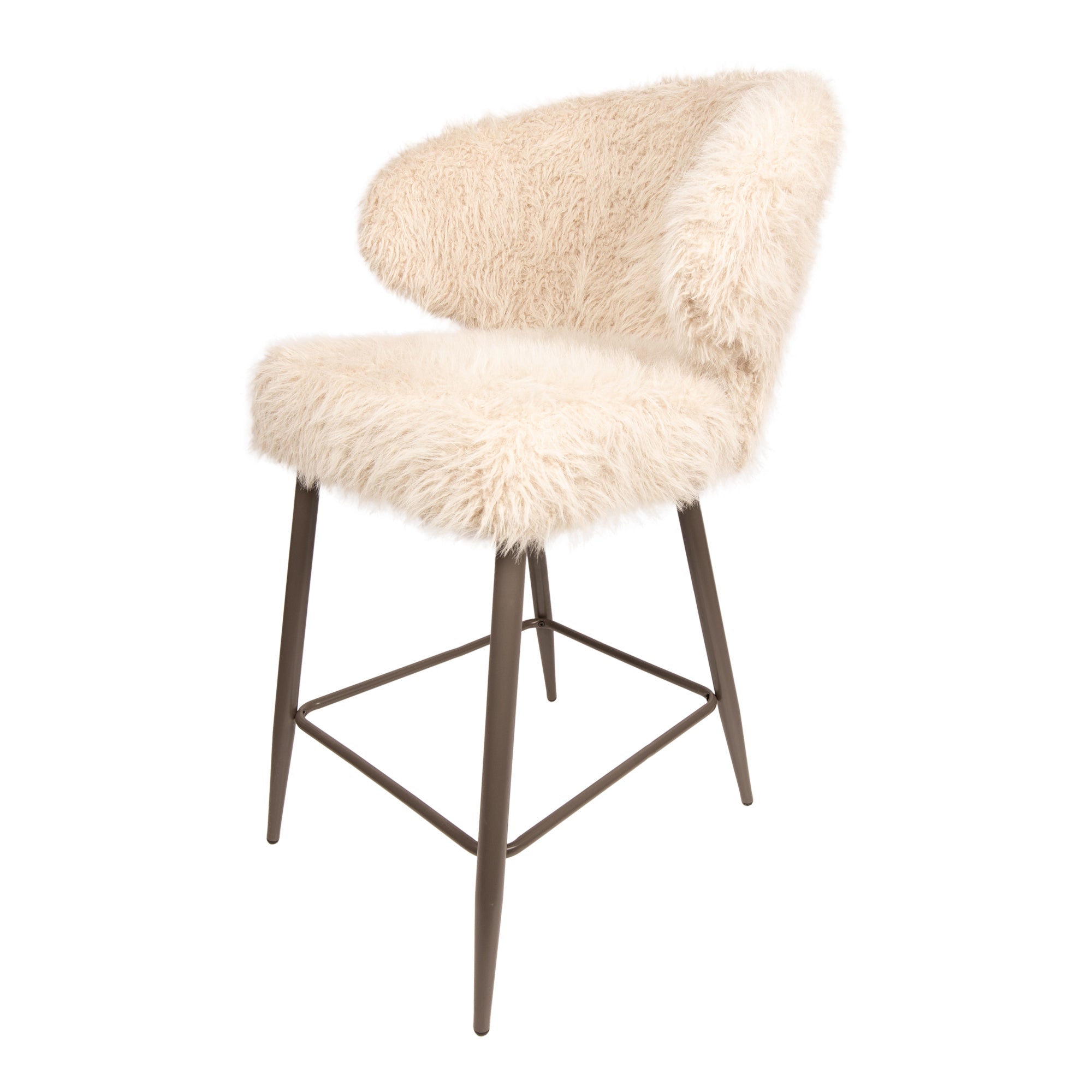 Beige Ares barkruk van PTMD met ronde zitting en comfortabele rugleuning
