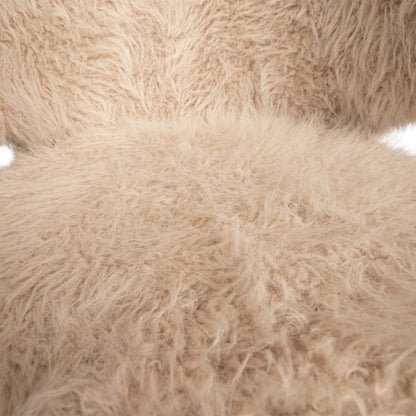Ares Hair beige barkruk van PTMD gecombineerd met hout en marmer