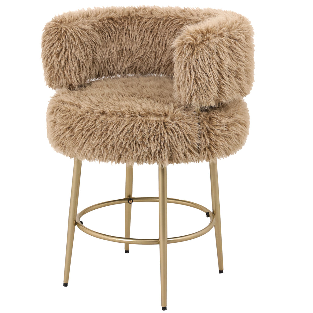 Bruine Hair barstoel van PTMD met royale zitting en rugleuning