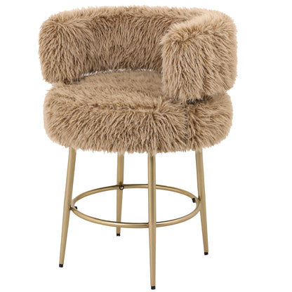 Bruine Hair barstoel van PTMD met royale zitting en rugleuning