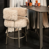 Hair Cream barstoel van PTMD, L67cm x B64cm x H94cm met zithoogte 68cm