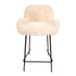 Leander barkruk van PTMD in zachte beige Hair stof op zwart metalen frame