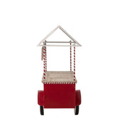 Rood met wit barmeubel in kioskvorm van J-Line, metaal met houten details