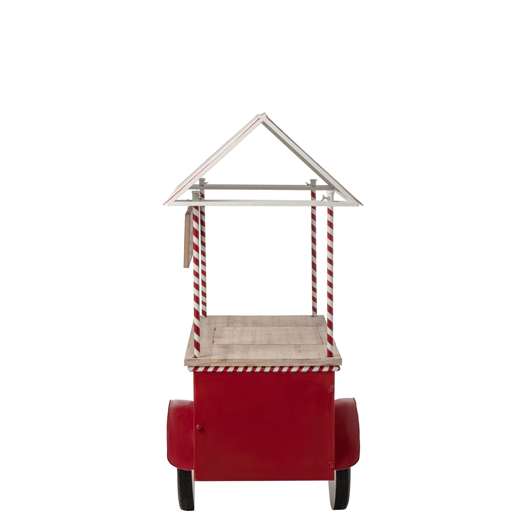 Rood met wit barmeubel in kioskvorm van J-Line, metaal met houten details