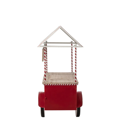 Rood met wit barmeubel in kioskvorm van J-Line, metaal met houten details