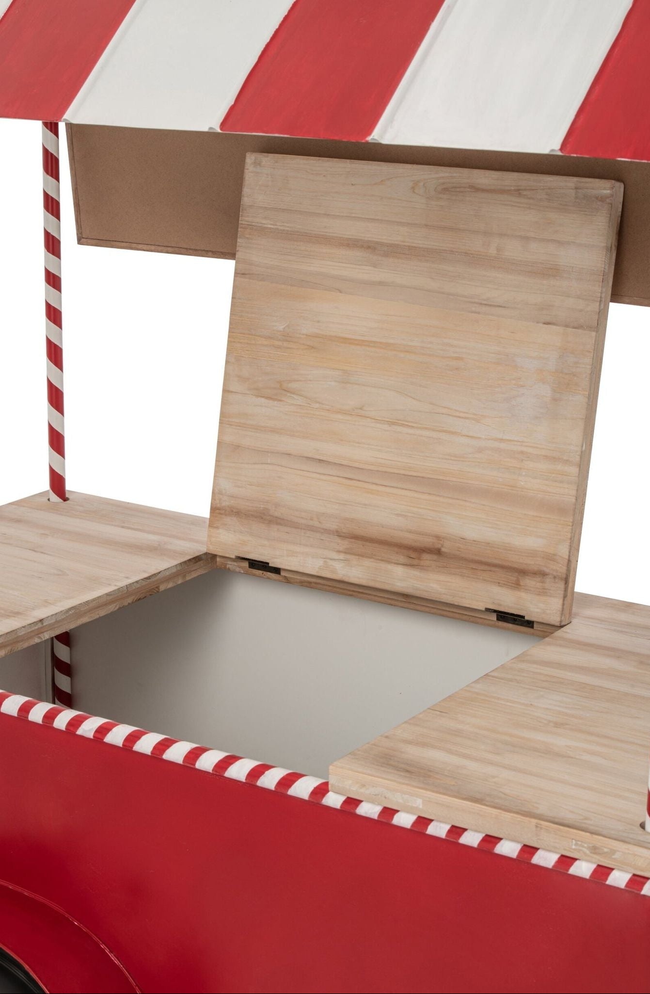 Rood met witte kiosk van J-Line als bar of buffet, 187cm hoog en 134cm breed
