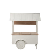 Kioskvormig barmeubel van J-Line in wit metaal met houten en rubberen details