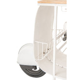 Barmeubel Retro Scooter van J-Line, gestreepte ijzeren scooter met zijspan in blauw en wit als bar