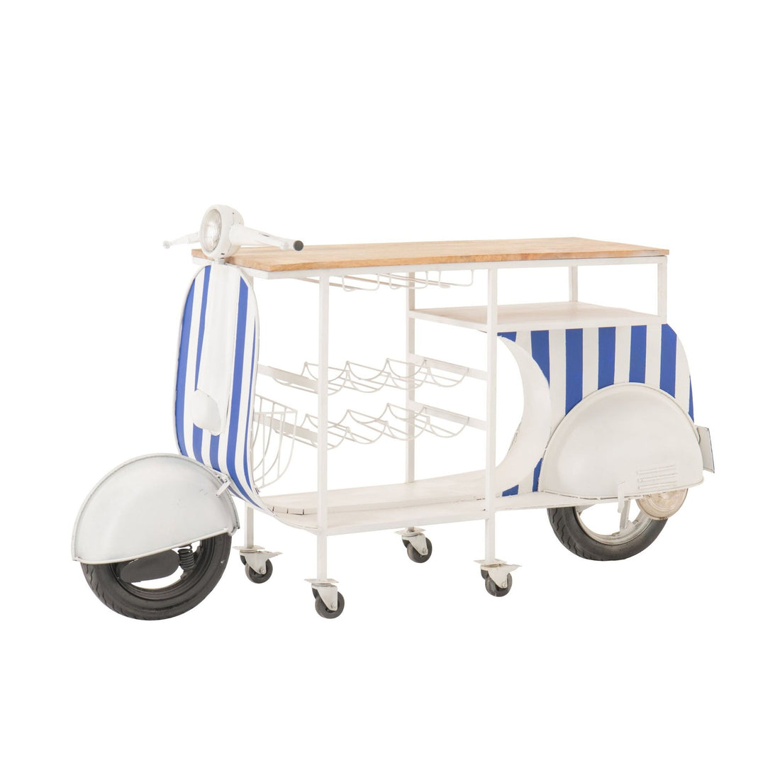 Barmeubel Retro Scooter Gestreept IJzer Blauw/Wit J-Line