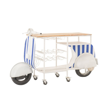 Barmeubel Retro Scooter Gestreept IJzer Blauw/Wit J-Line