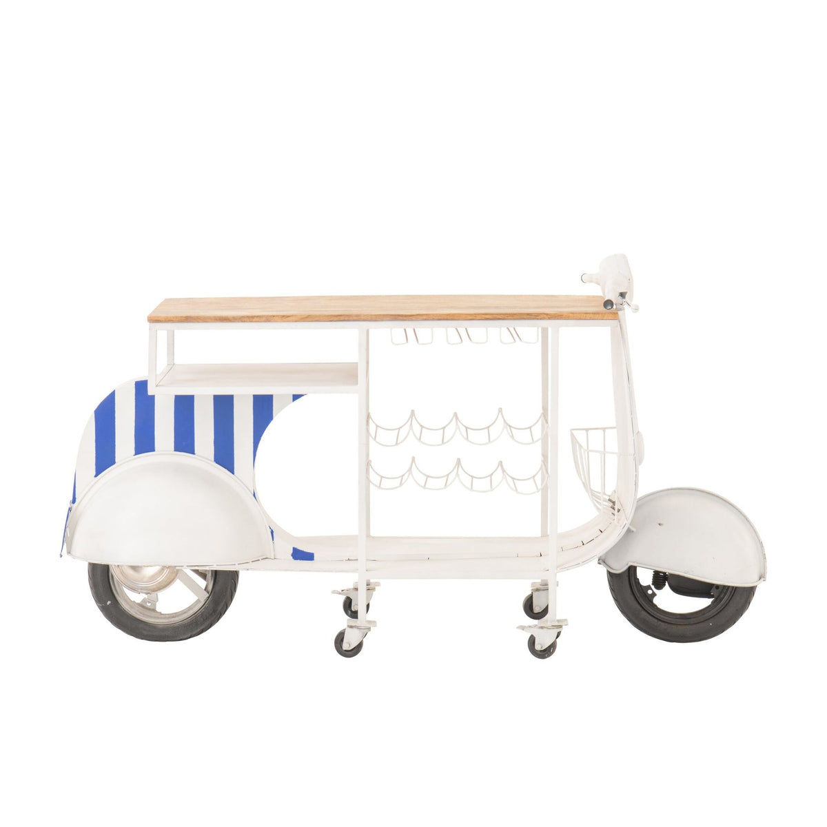 Barmeubel Retro Scooter Gestreept IJzer Blauw/Wit J-Line
