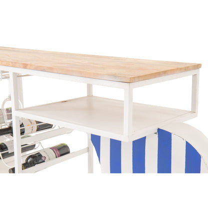 Barmeubel Retro Scooter Gestreept IJzer Blauw/Wit J-Line