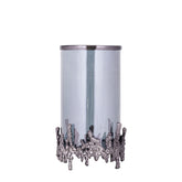 Barrie Gun Metal Alu Square Rough Plate Stormlight van PTMD, windlicht op ruwe aluminium plaat op witte achtergrond