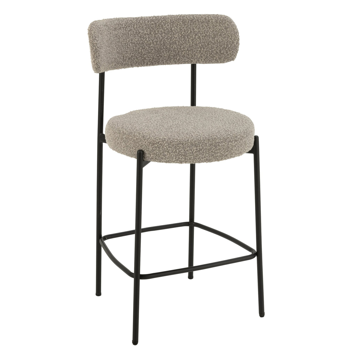 Barstoel Boucle Multiplex/Polyester Grijs/Zwart J-Line