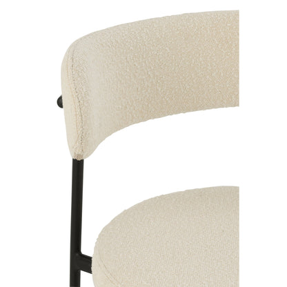 Barstoel Boucle Multiplex/Polyester Wit/Zwart J-Line