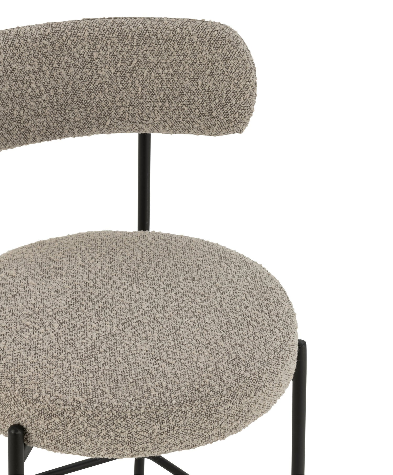 Barstoel Boucle Multiplex/Polyester Grijs/Zwart - Barkruk - J-Line - livinglovely.nl