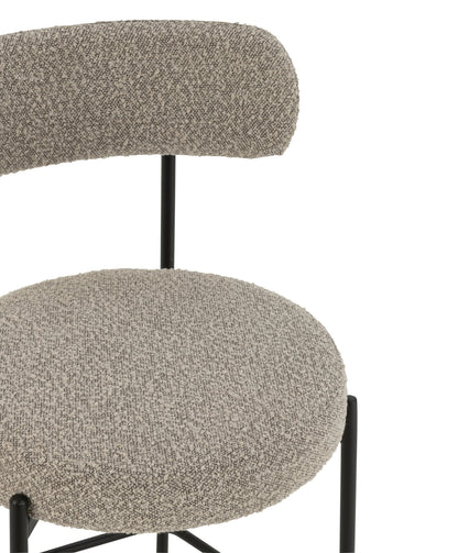 Barstoel Boucle Multiplex/Polyester Grijs/Zwart - Barkruk - J-Line - livinglovely.nl