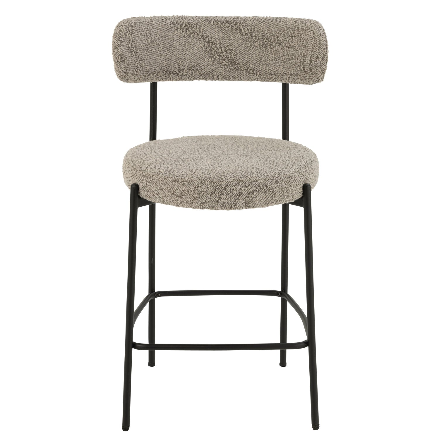 Barstoel Boucle Multiplex/Polyester Grijs/Zwart - Barkruk - J-Line - livinglovely.nl