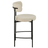 Barstoel Boucle Multiplex/Polyester Wit/Zwart - Barkruk - J-Line - livinglovely.nl