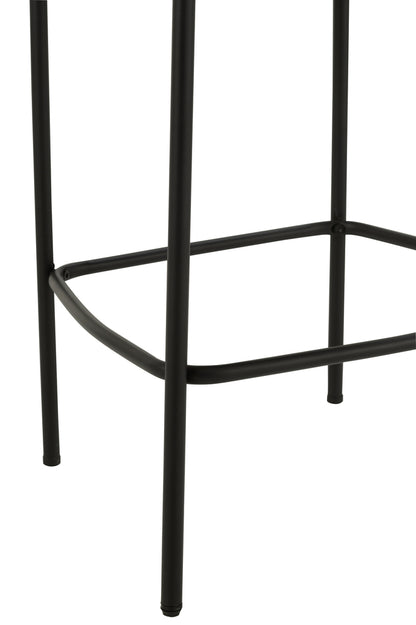 Barstoel Boucle Multiplex/Polyester Wit/Zwart - Barkruk - J-Line - livinglovely.nl