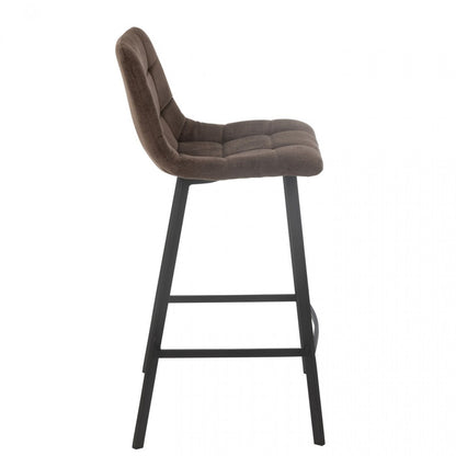 Barstoel Kent Metaal/Polyester Bruin - Barkruk - J-Line - livinglovely.nl