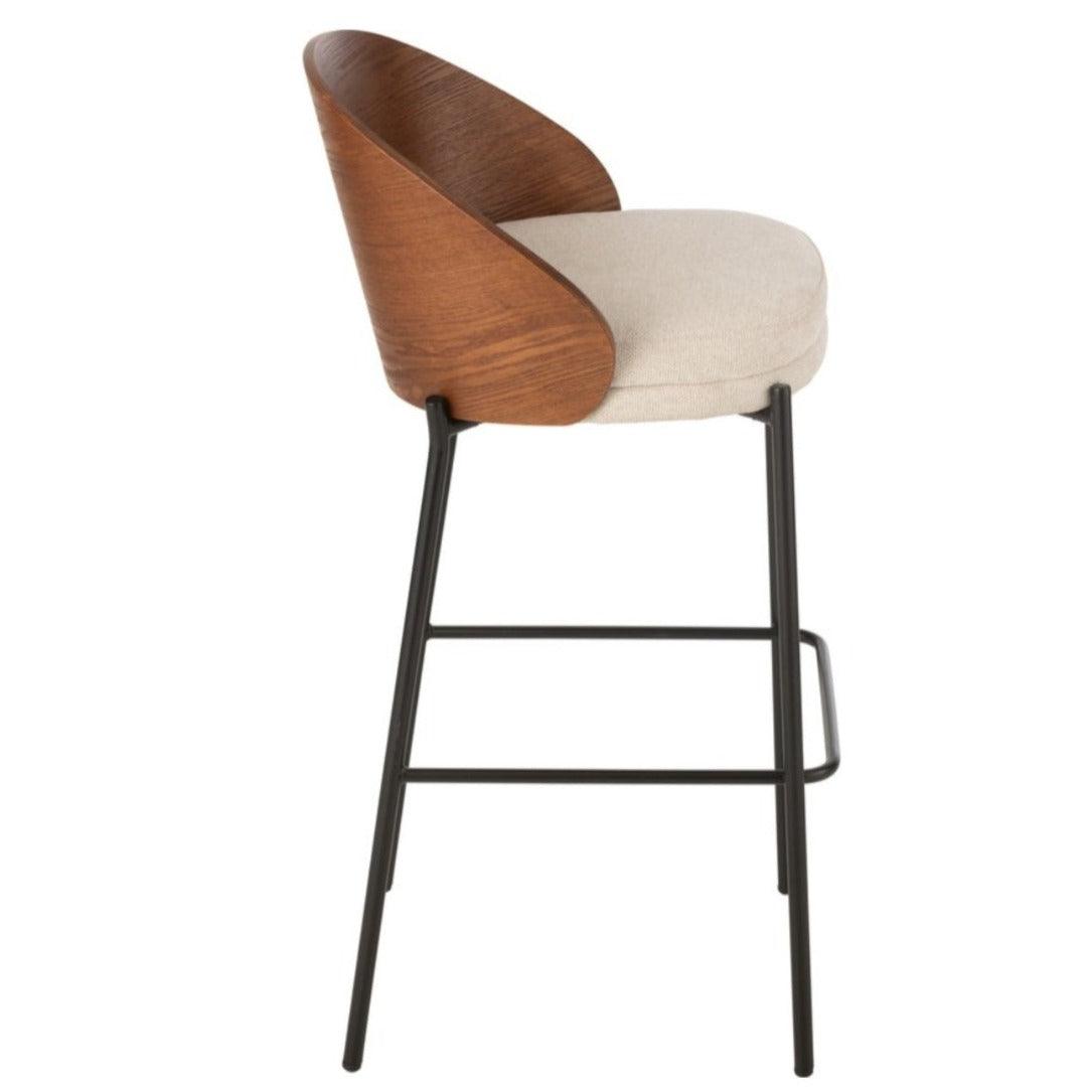 Barstoel Lone Multiplex/Metaal Bruin/Beige - Barkruk - J-Line - livinglovely.nl