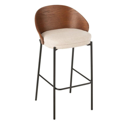 Barstoel Lone Multiplex/Metaal Bruin/Beige - Barkruk - J-Line - livinglovely.nl